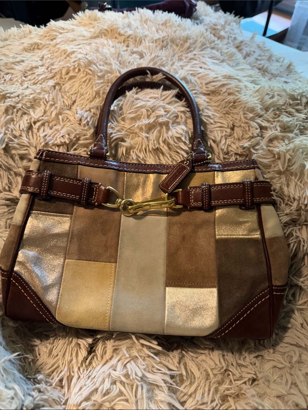 Coach Hampton’s Patchwork Suede & Leather Satchel – Style F11218 (Authentic)